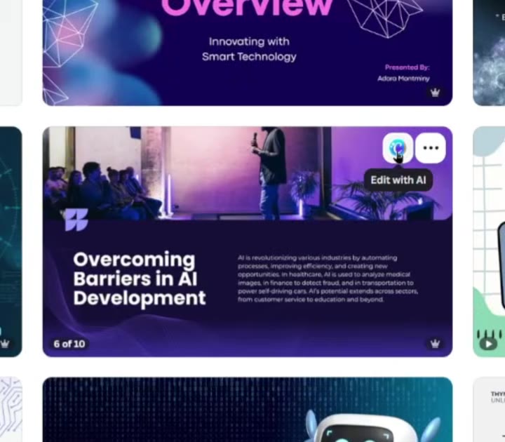 ปุ่ม Edit with AI บน template Canva