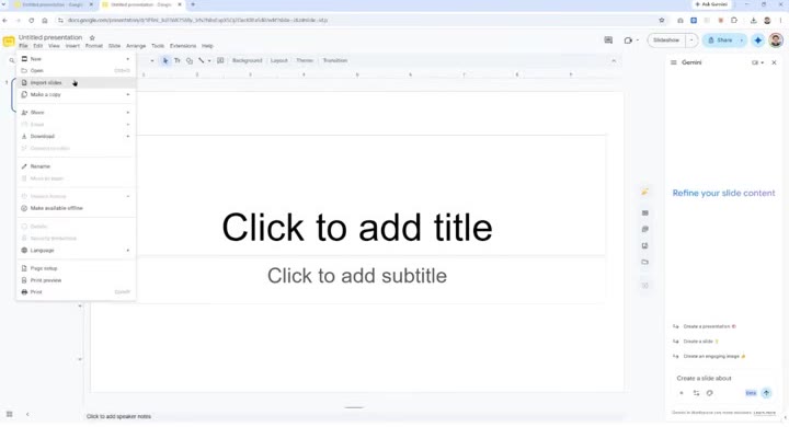 นำเข้าไฟล์ PowerPoint เข้า Google Slide ผ่านเมนู Import